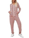 Ekouaer Christmas Onesie Adult Hooded Womens Onesie Pajamas Comfy Zipper One Piece Pajamas with Pocket XS-XXL