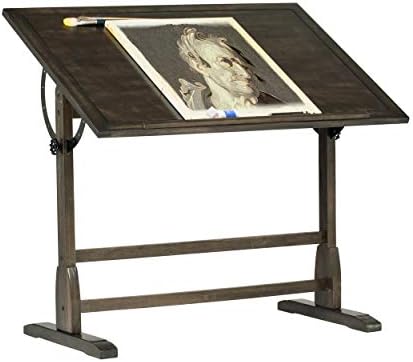 SD STUDIO DESIGNS 42" Vintage Wood Drawing/Drafting Table W, Adj Tilting Top, Distressed Black