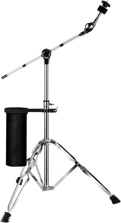 Cymbal Stand with Drum Sticks Holder, Adjust high Boom and Straight Combo,Double Braced Legs with Rubber Feet Ride and Crash cymbal stands