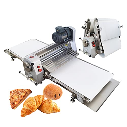 INTBUYING Countertop Dough Sheeter Machine 24in Reversible Pastry Dough Roller Press Sheeter Dough Flatten Laminator Pie Crisp Sheets Folding Machine Danish Pastry Machine 0.04