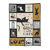VVEXP Cat Throw Blanket, Gifts for Cat Lovers, Soft Flannel Throw Blanket Lightweight Fluffy Plush Fuzzy Bed Blanket for Couch 60'X50'