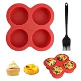 SERYUUT Muffinform Silikon Backform Cupcake Form Muffin Form - 4er Silikon Backform Antihaft Mini Kuchen Dessert Backform Set mit Pinsel Backform für Ofen Muffin Cupcake Mini Cheesecake Backen