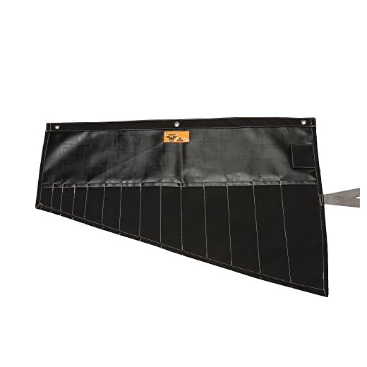 Bull Tools 16 Pocket | Hand Crafted | H.W. Water Proof | 18 Oz. Ballistic Polyester Oxford Canvas | Garage Ready | Metric or SAE | Wrench and Tools Bag Organizer Roll Up Pouch | Black |
