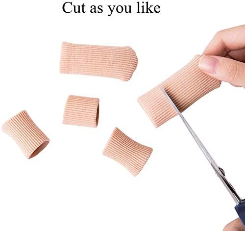 Makhry 4pcs Adjustable Cuttable Gel Toe and Finger Cap Lined Gel Toe Covers Sleeves Ribbed Knit Toe Caps Silopad Digital Caps (S) - Image 4