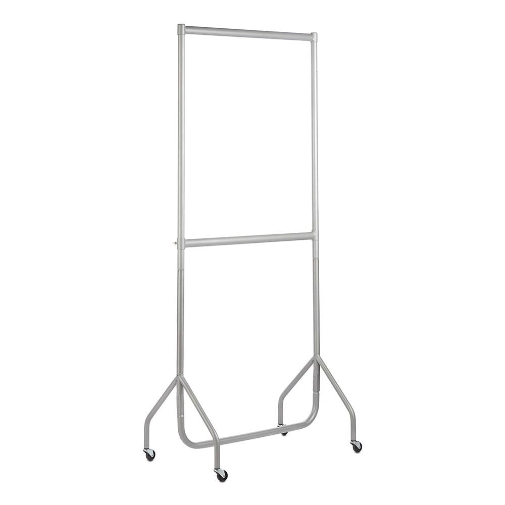 Shopfitting Warehouse Two Tier Heavy Duty Clothes Rail Double Garment Rack Steel Silver 3ft wide