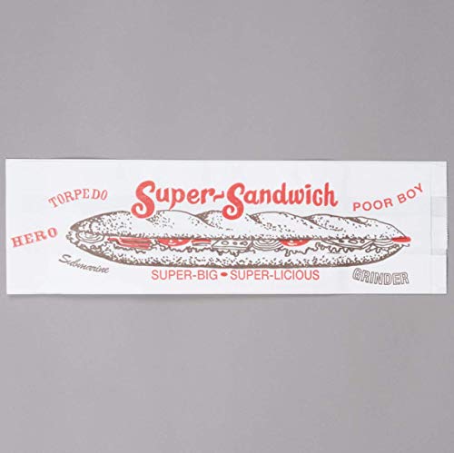 14” Sub Sandwich Bags (50) - Durable, Wide Gusset, with Nostalgic Neighborhood Deli Look. Great for Sub Shops, Pizza Joints, Food Trucks, Concession Stands, Restaurants, Cafes, and School Lunches. - Thumbnail 3