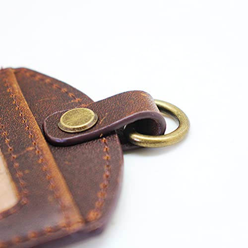Badge Holder: Boshiho Cowhide Leather Id Badge Card Holder With 19" Neck Lanyard, Vertical Style (Dark Brown) #TOP4
