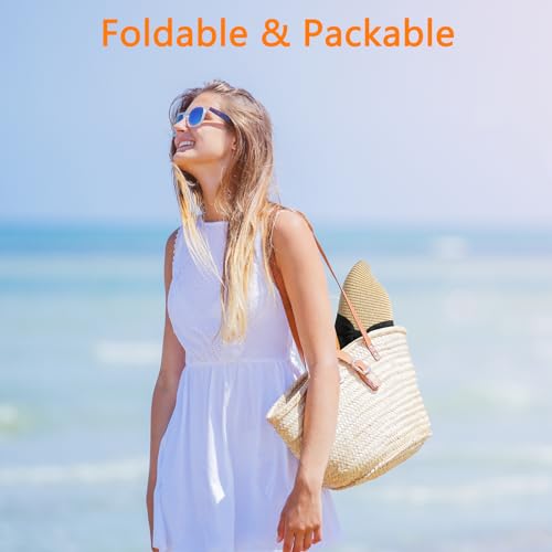 Image of Beach Hats for Women - Beach Hat Womens UPF 50+ | Packable Sun Hat Women Roll Up, Wide Brim Straw Hat for Women