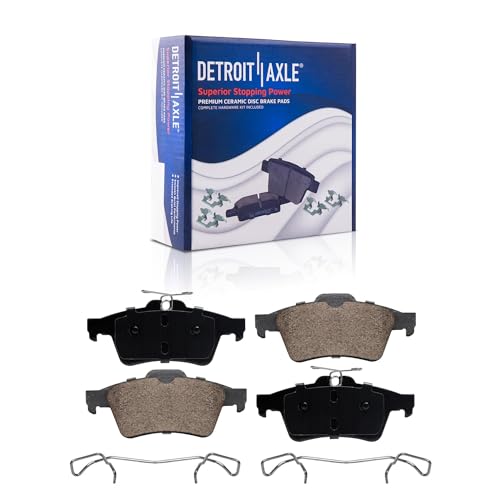 Image of Detroit Axle - Rear Brake Kit for 2.0L 2006-2013 Mazda 3, 2009-2013 3 Sport | Drilled & Slotted Brake Rotors and Ceramic Brake Pads 2010 2011 2012 Replacement