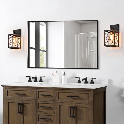 Image of Rotatable Angle Black Wall Sconce Set of Two,Metal Vintage Dimmable Wall Sconces,Industrial Wall Lights for Bedroom Bedside Doorway