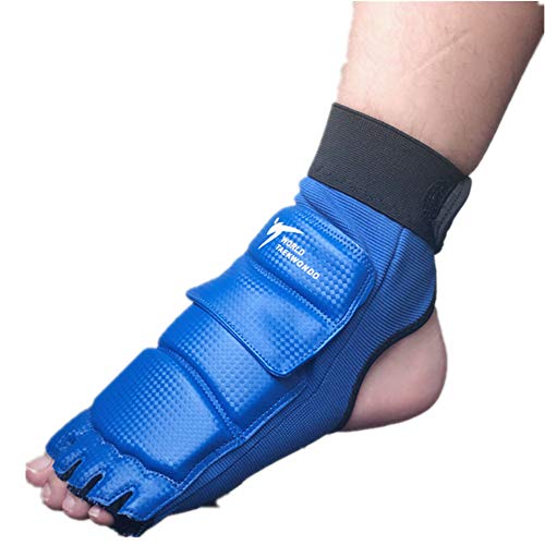 Wonzone Taekwondo Boxing Foot Protector Gear Martial Arts Training Sparring Gear Muay Thai Kung Fu Tae Kwon Do Feet Protector TKD Foot Gear Support for Men Women Kids (Blue, XX-Large)
