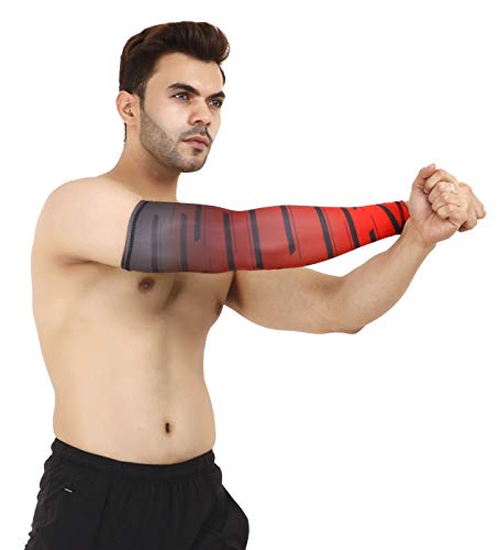 Image of NEVER LOSE Printed Arm Sleeves for Men & Women, Stretchable Breathable Compression Sports Sleeves for Gym, Cycling, Running, Driving & Outdoor Activities (Pack of 2 Pairs)