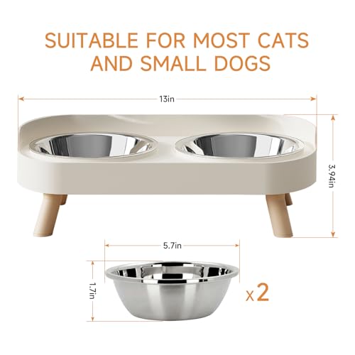 image for HIAIEVIY Elevated Cat Bowl, Raised Cat Food and Water Bowl Set for Ind