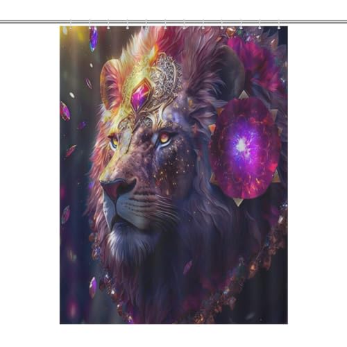 Rideau de douche imperméable lion anti-éclaboussures en polyester lavable - 7
