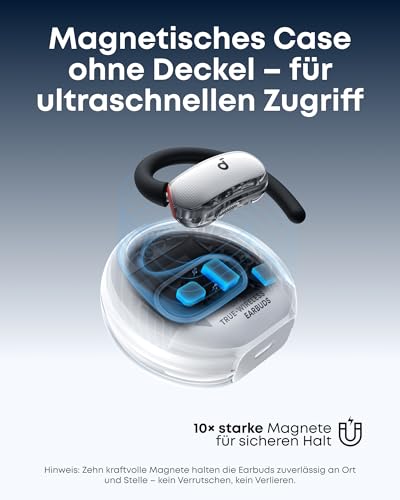 soundcore V40i by Anker, Open-Ear Kopfhörer, transparentes Case ohne Deckel, 4 einstellbare Positionen für Jede Ohrgröße, intensiver Bass, IP55, 21h Wiedergabe, Anrufe mit KI, Bluetooth 5.4, App – Bild 4