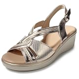 sandales dorées talons hauts BRIDE ARRIÈRE AVEC BOUCLE RÉGLABLE : la bride arrière de type slingback avec boucle permet d’ajuster plus facilement la chaussure au pied. Elle aide à maintenir le talon tout en laissant le pied respirer pendant les journées chaudes.