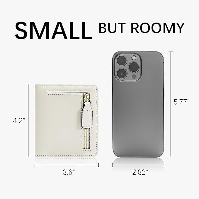 Image of Gostwo Small Wallet for Women, Slim Bifold Credit Card Holder, Compact RFID Blocking Cash Wallet, Billfolds Thin Leather Zipper Pocket, Mini Wallet Gift for Ladies Teen Girls Travel with ID Window