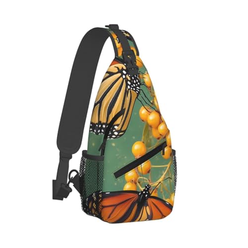 Butterflies Multi Functional Adjustable Single Shoulder Crossbody Bag,Casual Chest Bag, Suitable For Daily Travel,Unisex2