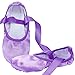 WENDYWU Girls Ballet Dance Shoes Purple Flat Slipper with Ribbon (Purple, 13C)