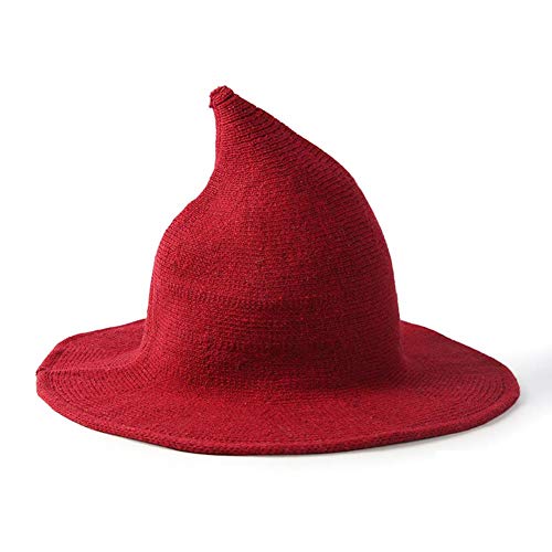 Luckybaby Chapeau de sorcière en Laine Hiver Automne pour la fête de Noël Habiller Costume de fête d'halloween, Chapeau de Noël coloré pour Les Femmes Pointues
