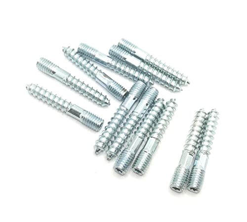 Image of Hanger Bolt M8x50 Silvery Double Headed Bolt Self-Tapping Screw with Hexagon for Furniture 12Pcs