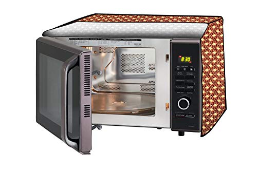 Image of Stylista Microwave Oven Cover for LG 21 L Convection MC2146BL Interlocked Ropes Pattern Brown