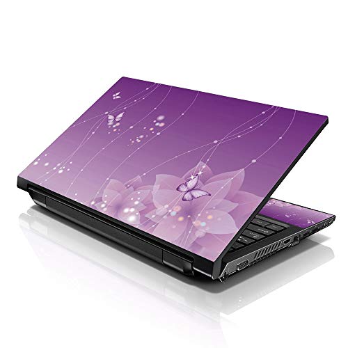 Image of LSS 15 15.6 Inches Laptop Notebook Skin Sticker with 2 Wrist Pads - Reusable Cover Protector Vinyl Sticker Cover Decal Fits 13 inch - 16 inch HP Asus Acer Samsung - Purple Butterfly Pattern