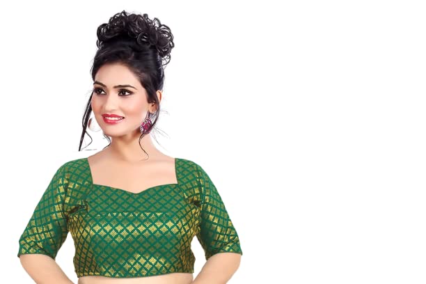 Buy Rachana Enterprise. Women's plen green work Synthetic Readymade Blouse. Readymade  Saree Blouse,Banarasi Chanderi Silk Blouse,Designer Sari Blouse at Amazon.in