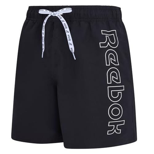 Reebok Abbot Men’s Swim Shorts | Quick-Dry Performance Mens Swimming Shorts with Mesh Lining, Elastic Waist & Side Pockets | Durable Mens Swimming Trunks for Pool, Training & Everyday Comfort Black