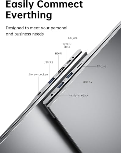 Image of MALLRACE Laptop,17.3-Inch FHD Display Laptop Computer with Quad Core-12th Alder Lake N95(Beats N5095,Up to 3.4GHz), 16GB RAM 256GB ROM Traditional Laptop Computer,6000Mah Battery,Silver