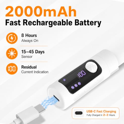 Image of 15.2inch Under Cabinet Lighting,2 Pack Sensor Light Indoor with Battery Level Display Function,Closet Light can be Disassembled for Handheld use,Wireless Under Counter Lights fo Bedroom, Kitchen