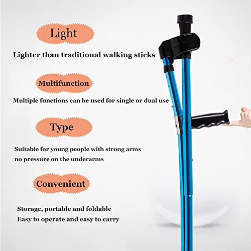 Muletas de antebrazo,Muletas plegables para adultos,Muletas ergonómicas para caminar,10 paradas de altura ajustable,Puntas de goma antideslizantes,Unisex