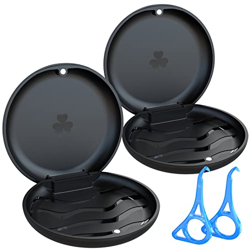 BVN Pack de 2 Cajas Férula Dental Estancas, Estuche de Ortodoncia 3 en 1 con Filtro, Caja para Aparato Dental de 3 Capas con Bisagra de Metal para Prótesis, Alineadores e Invisalign   Negro