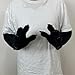 SCLMRO Fursuit Costume Paw Gloves, Long Arm Plush Faux Fur, White and Black with Claws, Unisex (Black - Black Nails, General size)