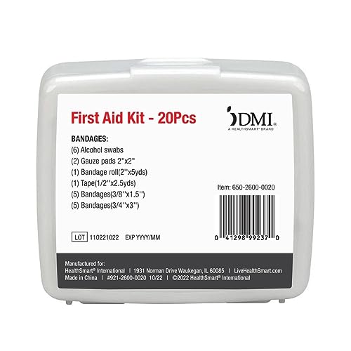 Image of DMI First-Aid Kit, Mini 20-Piece Kit, Small and Compact All-Purpose Use for Minor Cuts and Scrapes, Durable Water-Resistant Case, Convenient and Portable, FSA & HSA Eligible