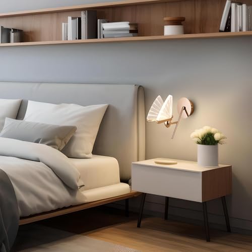 Image of Smartway Linda 6W Butterfly Modern LED Wall Lamp | 3 Color Modes | Decorative Wall Light for Living Room, Bedroom, Bedside & Home Decoration | Gold | 1-Year Warranty