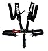 Tanaka Black Series Latch and Link 5 Points Safety Harness Set with Ultra Comfort Heavy Duty Shoulder Pads (for one seat/Youth use) (Black) (2")