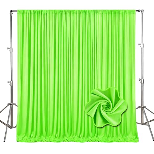 Image of 10ft x 10ft Light Green Backdrop Curtains for Parties, Polyester Fabric Backdrop Drapes with Rod Pockets for Weddings, Birthday, Halloween, Photography, Christmas Party Background Curtain, 2 Panels