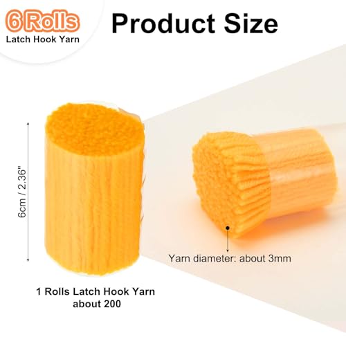 Image of PATIKIL 6 Rolls Latch Hook Yarn, Latch Hook Kit Yarn Precut Hook Rugs Making Crochet Bundles for Latch Hook Rug Adults Beginners Tapestry DIY Craft, Yellow