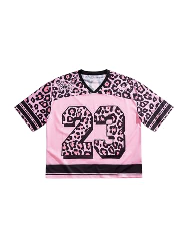 Verdusa Men's Leopard Print Jersey Shirts Number Graphic Tees Vintage Summer T Shirt