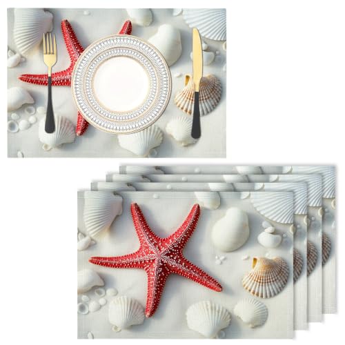 Set de table en lin de coton de qualité supérieure lot de 6 imprimé mer - 2