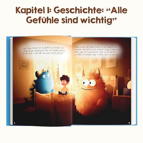 Edubini Gefühlstagebuch Kinder [6-12 Jahre] - Tagebuch Mädchen & Jungs - Gefühle Buch für Umgang mit Emotionen und ein gutes Gefühl, Dankbarkeitstagebuch für Kinder (inkl. 10 Spiele) (blau)