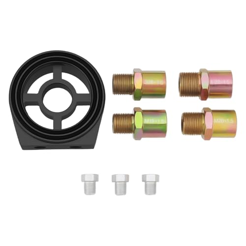 OTOTEC 1Set Filtro Olio Sandwich Piastra Adattatore Kit 1/8 NPT Sensore di Temperatura Olio Adattatore Pressione Filtro Olio M18 M20 M22 3/4-16 Adattatore Filettatura Nero