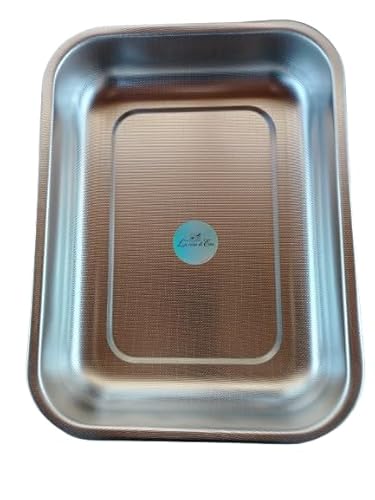 LA CASA DI EVA Teglia da Forno in Acciaio Inox 18/10, non attacca metodo stampato, Lavabile in Lavastoviglie, Made in Italy (42X30 h7 cm)