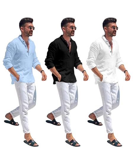Image of Combo of Men Solid Cotton Blend Straight Kurta Shirt Pack of 2