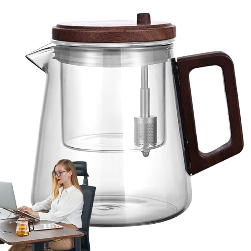 FVPKYUR de filtro, de con infusor, separación de agua, transparente con mango de madera, estufa de flores, resistente al calor para salón, lugar de trabajo