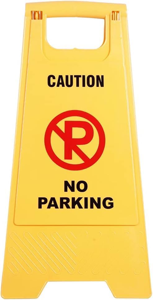 No Parking Foldable Yellow Caution Board Anti Parking Barrier Sign Board Heavy Duty Plastic Weatherproof No Parking Barrier Portable Outdoor Double Sided Folding Self Standing 60x30cm (1)