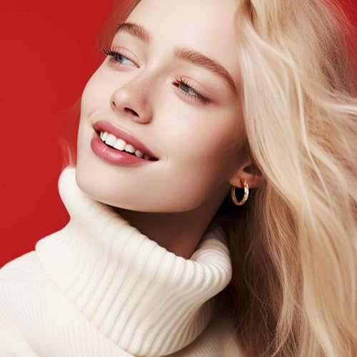 14K Gold Hoop Earrings for Women 14K Gold Huggie Earring Small Earrings for Womens Easy to Style 15/25MM4