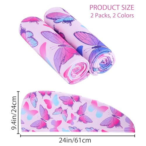 Image of FIOBEE Microfiber Hair Towel Wrap for Kid Girls Rapid Drying Hair Turbans | Absorbent & Soft Hair Wrap Towel, Easy Wear On With Button, For Girls Women Long Curly Hair, Turbie Twist Hair Towels
