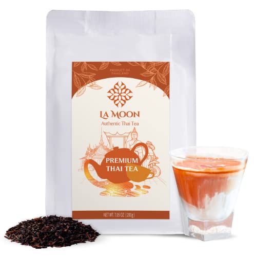 mix tea - Premium Thai Tea Mix Powder Special Blend Assam Loose Leaf Tea Original From Thailand Make Thai Hot, Iced Authentic Thai Tea Taste 7.05oz by La Moon Tea